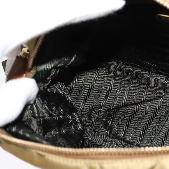 PRADA Shoulder Bag Nylon Beige Gold Auth 138224 - Picture 12 of 16